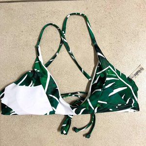 Palm tree print bikini top with criss-cross adjustable straps size S